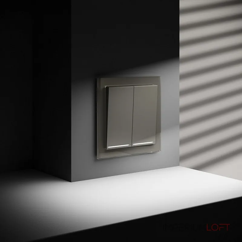 Выключатель встраиваемый S70 двухклавишный с подсветкой 10А (шелк) Voltum VLS020204