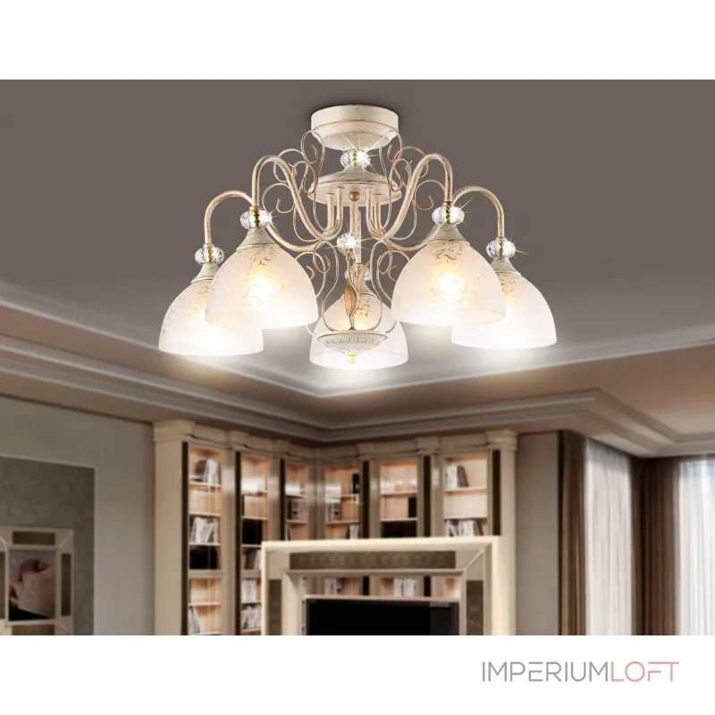 Потолочная люстра TR3057/5 BG/GD/FR бежевый/золото/белый матовый E27/5 max 40W D600*380 от ImperiumLoft Потолочная люстра TR3057/5 BG/GD/FR бежевый/золото/белый матовый E27/5 max 40W D600*380 от ImperiumLoft