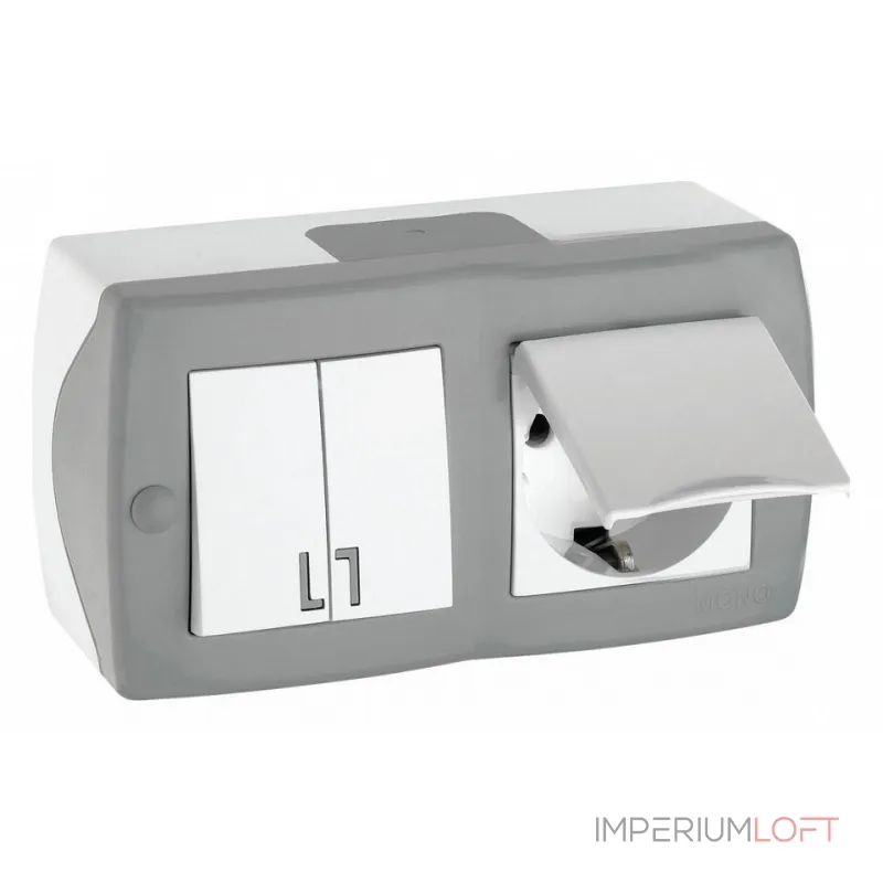 Блок с розеткой и выключателем Mono Electric Octans IP20 104-020001-187 от ImperiumLoft