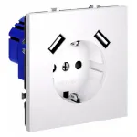 Розетка с заземлением и со шторкой и 2хUSB type A без рамки Voltum S70 VLS040402 от ImperiumLoft