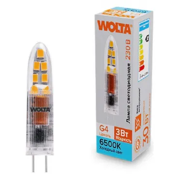 Лампа светодиодная Wolta G4 3Вт 6500K WSTD-JC-220V3W6KG4-P