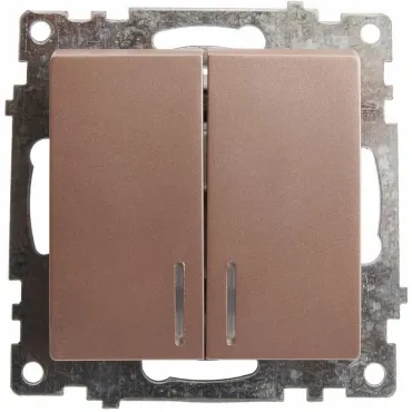 Выключатель двухклавишный с подсветкой без рамки Stekker Катрин 39593