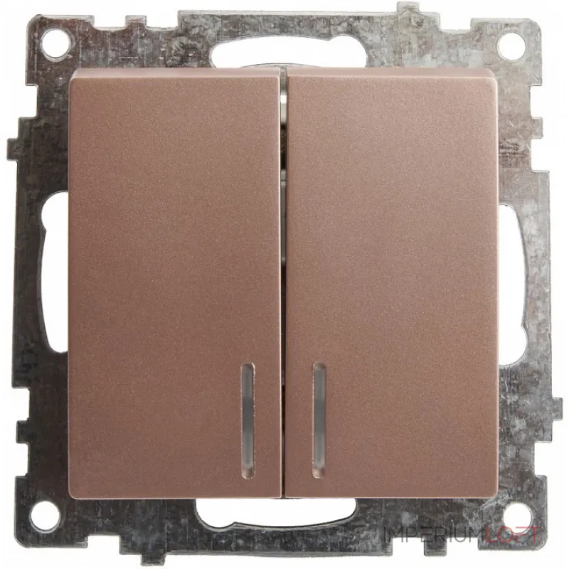 Выключатель двухклавишный с подсветкой без рамки Stekker Катрин 39593 от ImperiumLoft