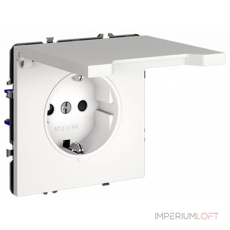 Розетка встраиваемая S70 с заземлением защитными шторками и крышкой 16А (белый матовый) Voltum VLS040302 Розетка встраиваемая S70 с заземлением защитными шторками и крышкой 16А (белый матовый) Voltum VLS040302
