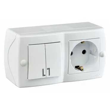 Блок с розеткой и выключателем Mono Electric Octans IP20 104-010101-181 Блок с розеткой и выключателем Mono Electric Octans IP20 104-010101-181