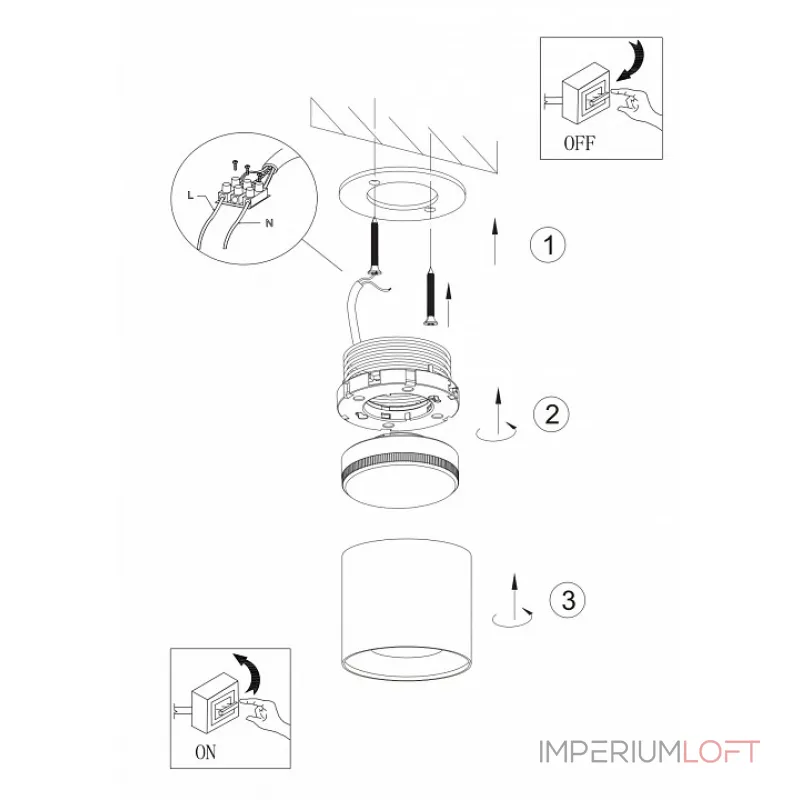 Накладной светильник Эра OL8 GX53 BK/GD Б0048539 от ImperiumLoft