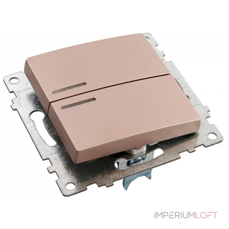 Выключатель двухклавишный с подсветкой без рамки Stekker Катрин 39593 от ImperiumLoft