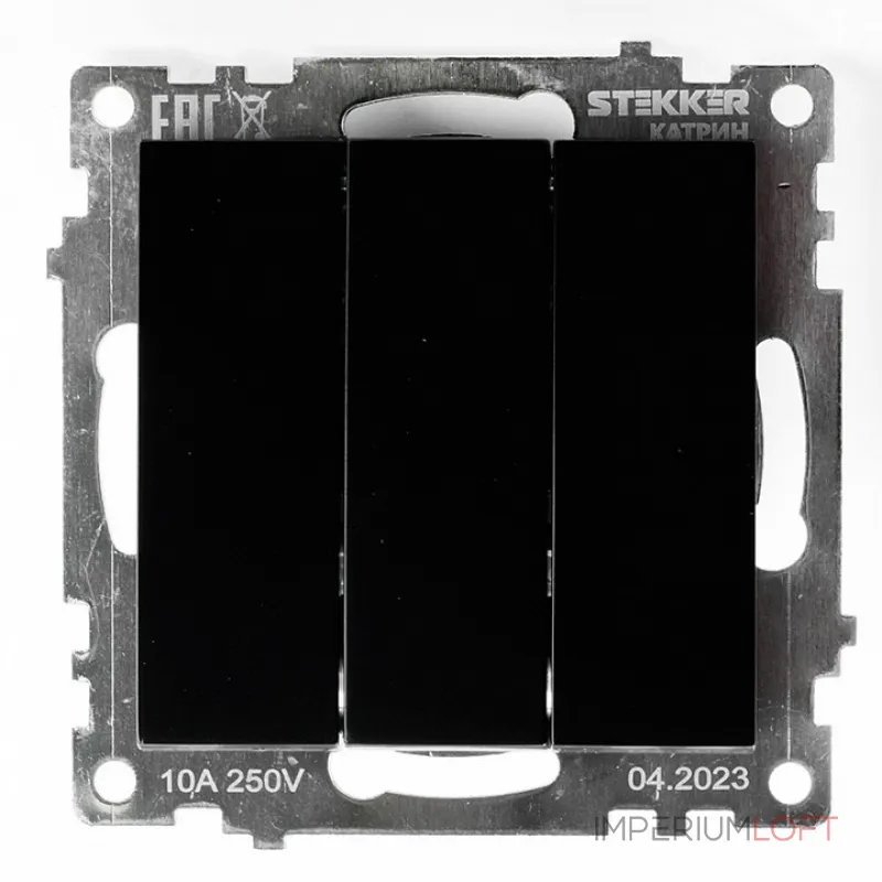 Выключатель трехклавишный без рамки Stekker Катрин 49172 от ImperiumLoft