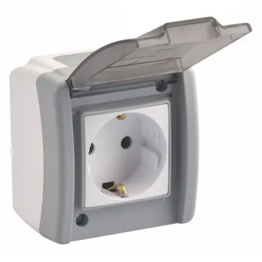 Розетка влагозащищенная с заземлением и крышкой Mono Electric Octans IP54 154-020007-117 Розетка влагозащищенная с заземлением и крышкой Mono Electric Octans IP54 154-020007-117