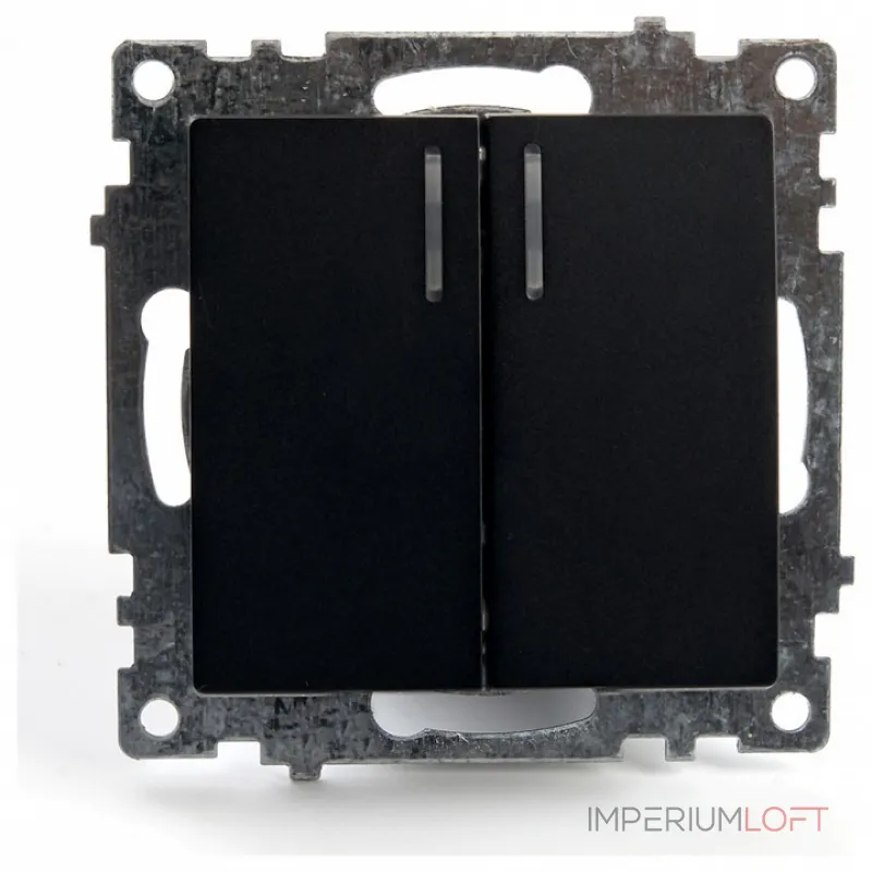 Выключатель двухклавишный с подсветкой без рамки Stekker Катрин 39607 от ImperiumLoft