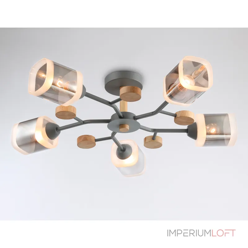 Светильник подвесной TR303323/5 WH/GD/CL/FR белый/золото/прозрачный/белый матовый E27*5 max 60W D620*200 от NovaLamp