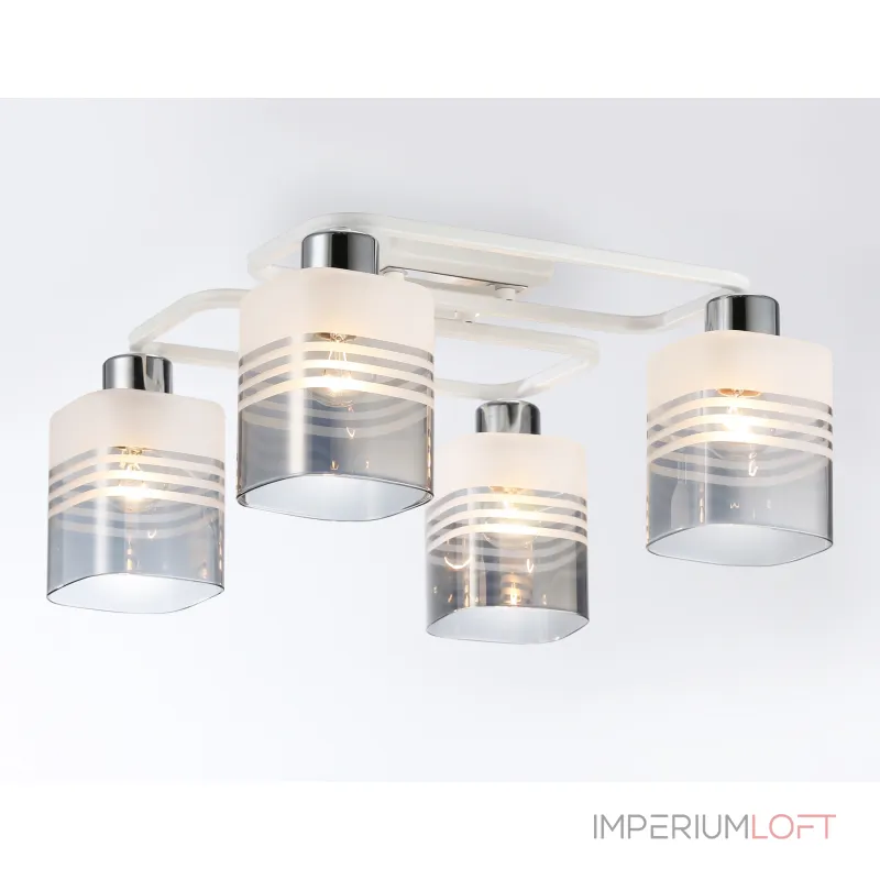Светильник потолочный TR303205/4 WH/CH/SM/FR белый/хром/дымчатый/белый матовый E27*4 max 60W 370*370*200 от NovaLamp