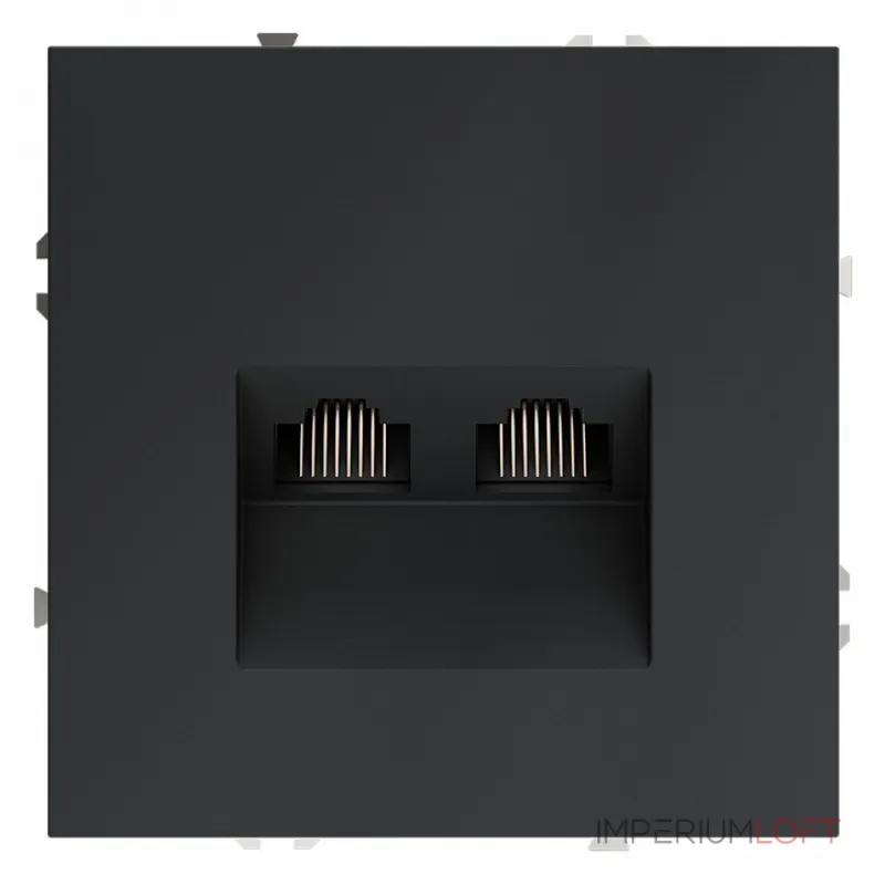 Розетка компьютерная встраиваемая S70 двойная RJ45+RJ45 кат.6 (графит) Voltum VLS060207 Розетка компьютерная встраиваемая S70 двойная RJ45+RJ45 кат.6 (графит) Voltum VLS060207