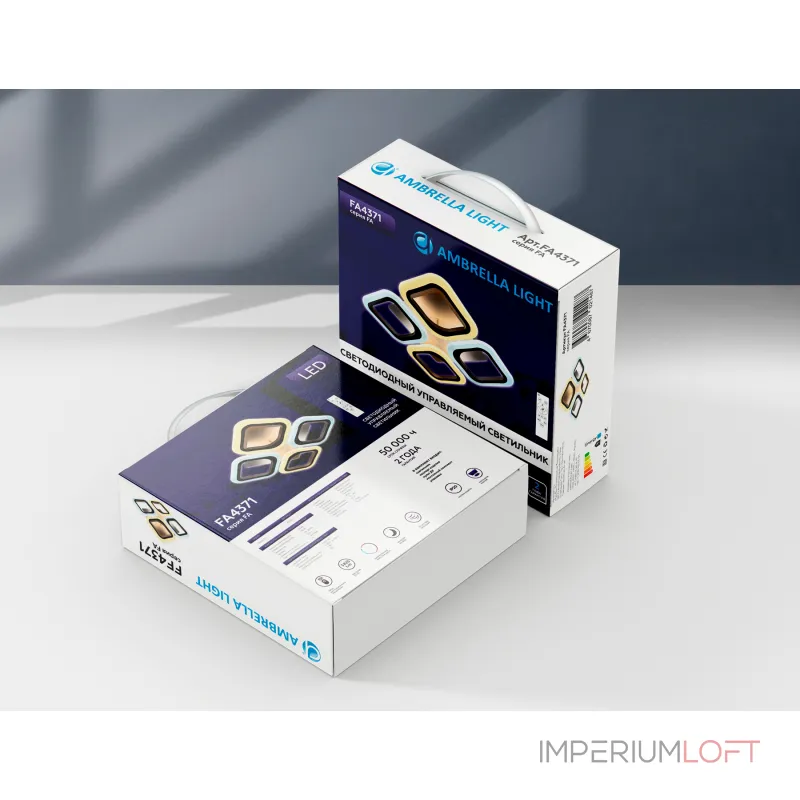 Потолочный светодиодный светильник с пультом FA4485/4 WH белый 4200K/3000K+6400K/6400K+3000K 34W 430*430*80 (ПДУ ИК) от NovaLamp