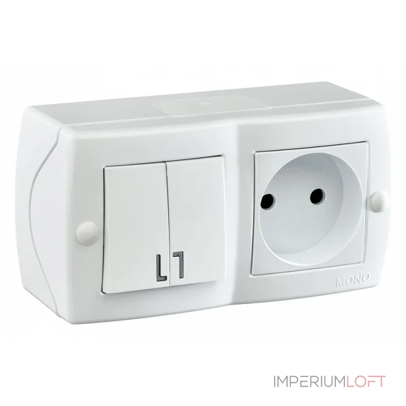 Блок с розеткой и выключателем Mono Electric Octans IP20 104-010101-182 от ImperiumLoft