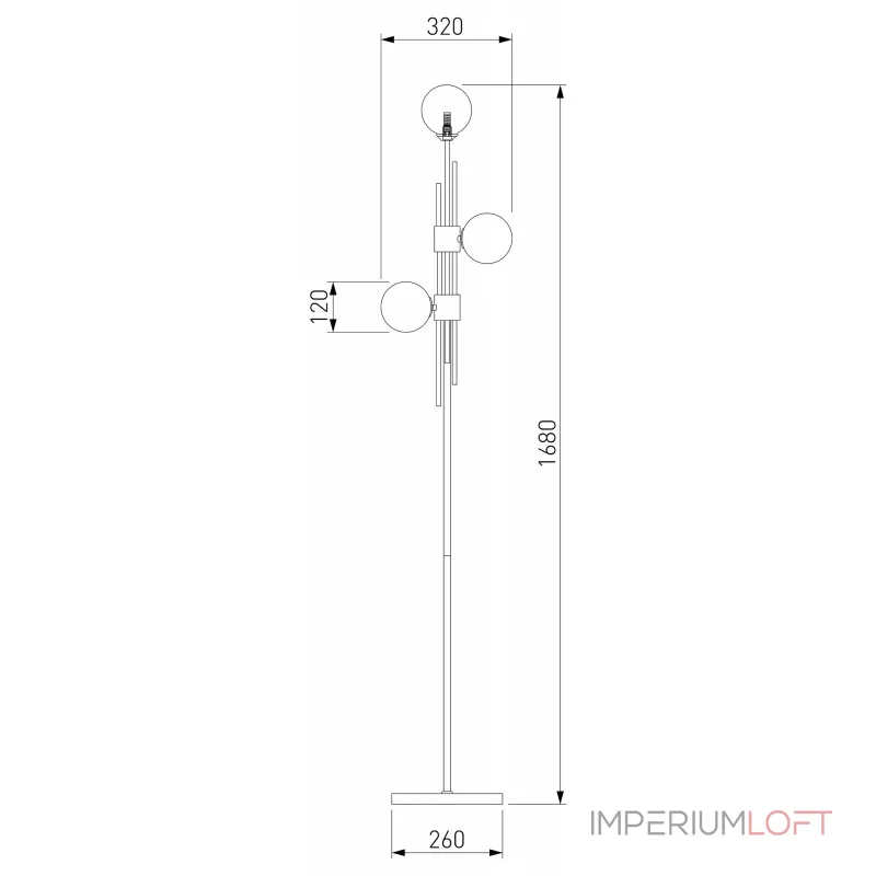 Торшер Eurosvet Volver 01383/3 латунь от ImperiumLoft