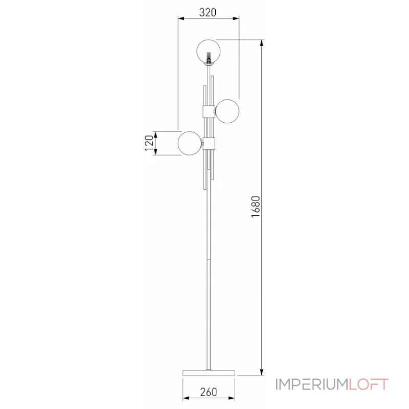 Торшер Eurosvet Volver 01383/3 латунь от ImperiumLoft