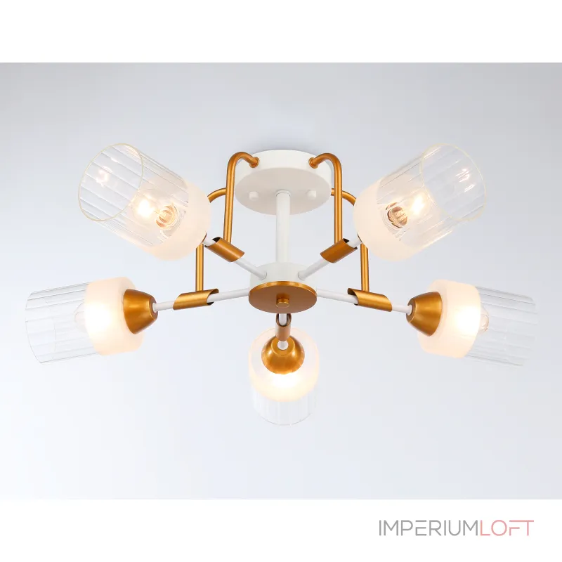 Светильник подвесной TR303323/5 WH/GD/CL/FR белый/золото/прозрачный/белый матовый E27*5 max 60W D620*200 от NovaLamp