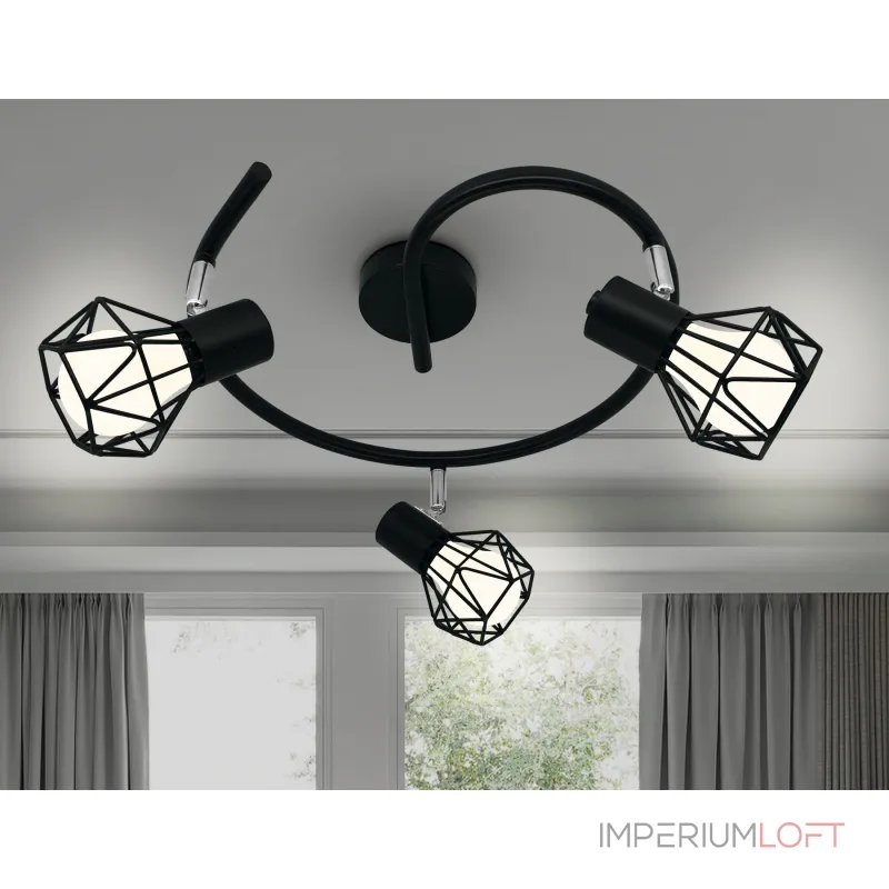 Настенно-потолочный спот в стиле лофт TR8624/3 BK/CH черный/хром E27*3 max 40W D330*175 от NovaLamp