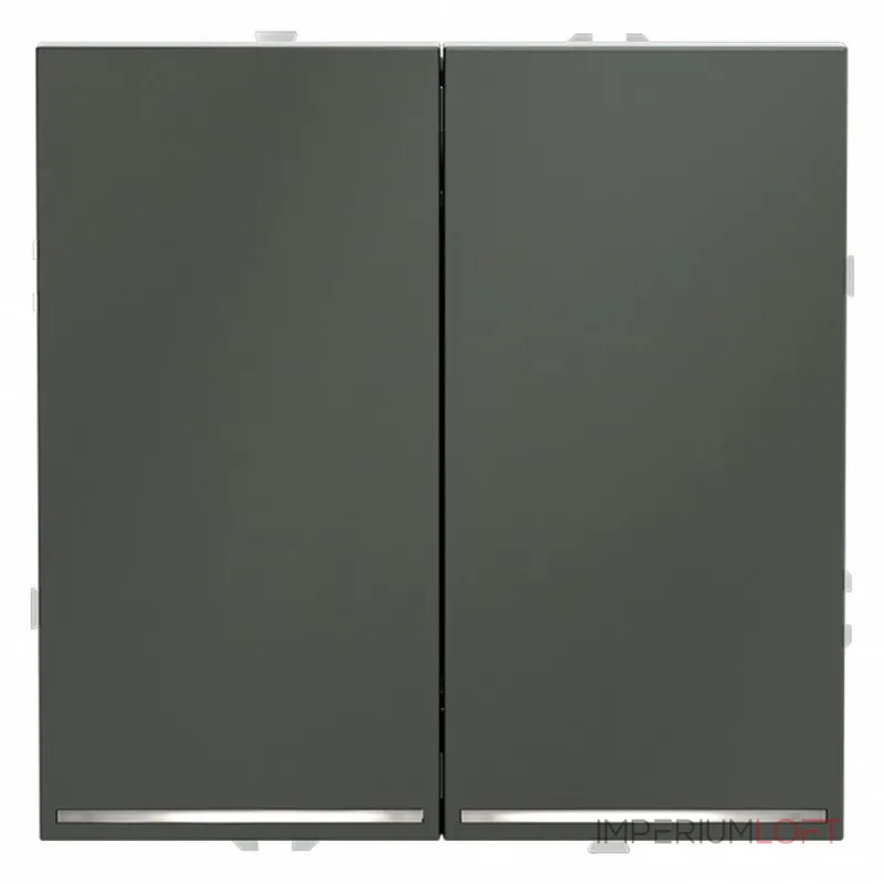 Проходной переключатель встраиваемый S70 двухклавишный с подсветкой 10А (титан) Voltum VLS020406