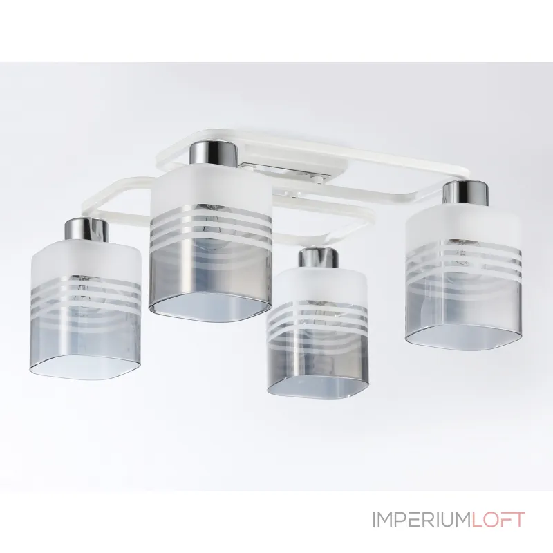 Светильник потолочный TR303205/4 WH/CH/SM/FR белый/хром/дымчатый/белый матовый E27*4 max 60W 370*370*200 от NovaLamp