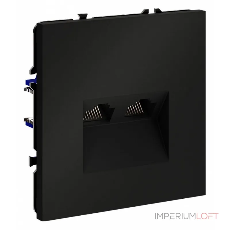 Розетка компьютерная встраиваемая S70 двойная RJ45+RJ45 кат.6 (черный матовый) Voltum VLS060208