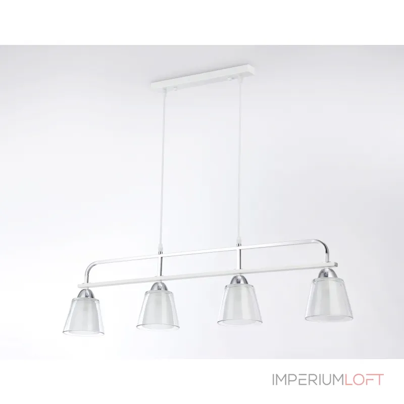 Светильник подвесной TR303242/4 WH/CH/CL/FR белый/хром/прозрачный/белый матовый E27*4 max 60W 870*120*780 от ImperiumLoft Светильник подвесной TR303242/4 WH/CH/CL/FR белый/хром/прозрачный/белый матовый E27*4 max 60W 870*120*780 от ImperiumLoft