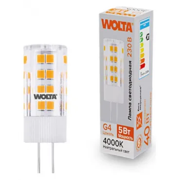 Лампа светодиодная Wolta G4 5Вт 4000K WSTD-JC-220V5W4KG4-C