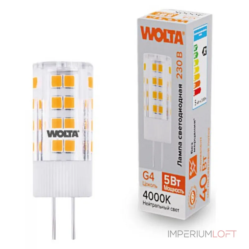 Лампа светодиодная Wolta G4 5Вт 4000K WSTD-JC-220V5W4KG4-C от ImperiumLoft Лампа светодиодная Wolta G4 5Вт 4000K WSTD-JC-220V5W4KG4-C от ImperiumLoft