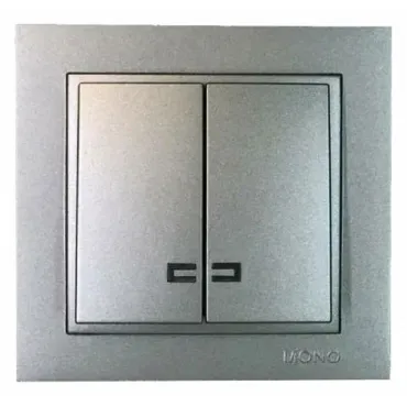 Выключатель двухклавишный с подсветкой Mono Electric Despina 102-242425-103 Выключатель двухклавишный с подсветкой Mono Electric Despina 102-242425-103