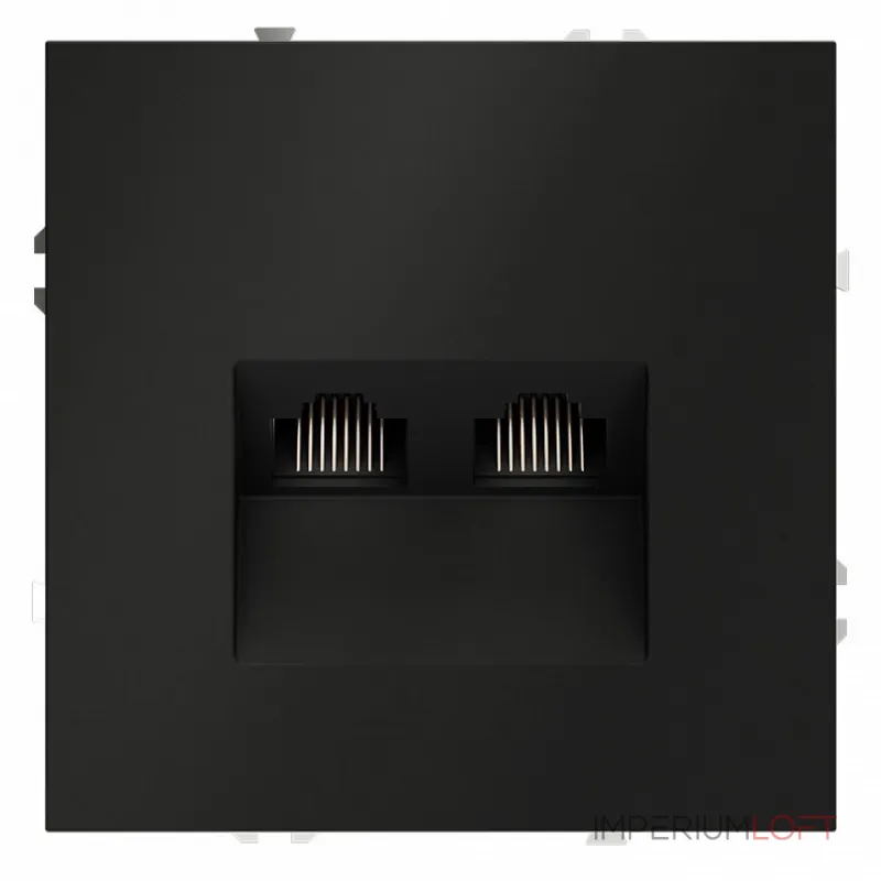 Розетка компьютерная встраиваемая S70 двойная RJ45+RJ45 кат.6 (черный матовый) Voltum VLS060208
