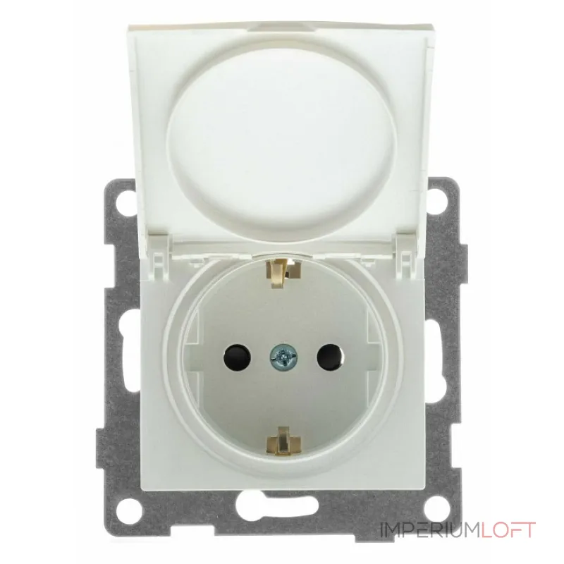 Розетка с заземлением и со шторкой без рамки с крышкой Gusi Electric BRAVO С10Р91-028 от ImperiumLoft