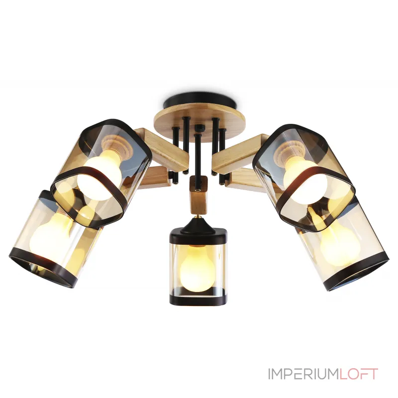 Подвесная люстра TR9529/5 BK/GD/TI черный/золото/янтарь E27*5 max 40W D670*260 от NovaLamp