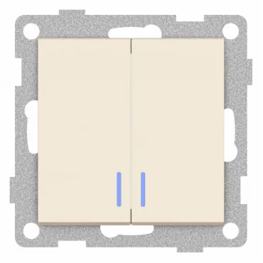 Выключатель двухклавишный с подсветкой без рамки Gusi Electric UGRA С11В28-003 Выключатель двухклавишный с подсветкой без рамки Gusi Electric UGRA С11В28-003