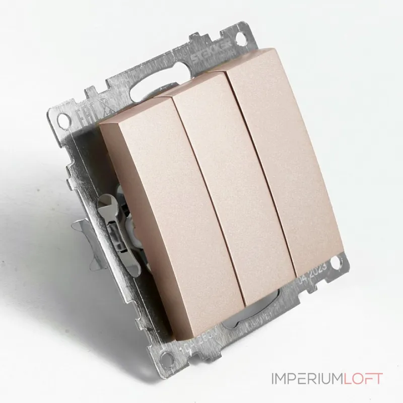 Выключатель трехклавишный без рамки Stekker Катрин 49174 от ImperiumLoft