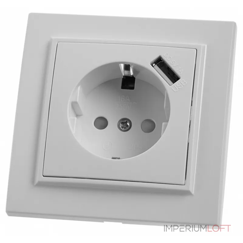 Розетка с заземлением и со шторками и USB Stekker PST16-9011 39051 от ImperiumLoft