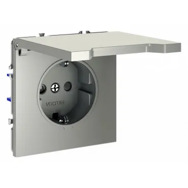Розетка встраиваемая S70 с заземлением защитными шторками и крышкой 16А (шелк) Voltum VLS040304
