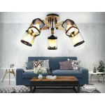 Подвесная люстра TR9529/5 BK/GD/TI черный/золото/янтарь E27*5 max 40W D670*260 от NovaLamp