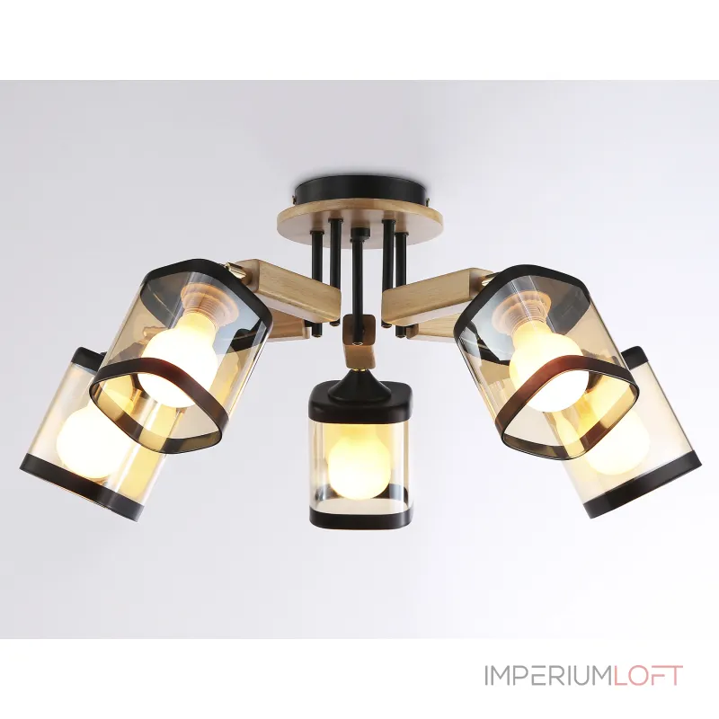 Подвесная люстра TR9529/5 BK/GD/TI черный/золото/янтарь E27*5 max 40W D670*260 от NovaLamp