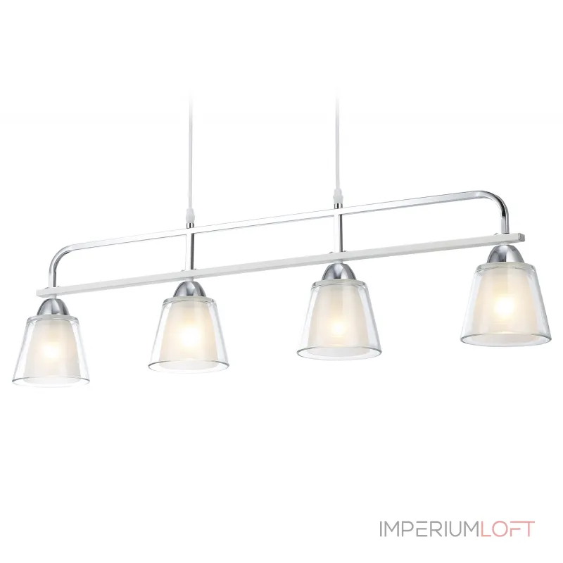 Светильник подвесной TR303242/4 WH/CH/CL/FR белый/хром/прозрачный/белый матовый E27*4 max 60W 870*120*780 от ImperiumLoft Светильник подвесной TR303242/4 WH/CH/CL/FR белый/хром/прозрачный/белый матовый E27*4 max 60W 870*120*780 от ImperiumLoft