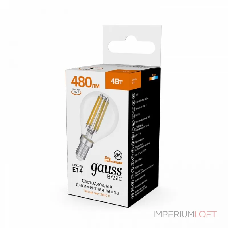 Лампа светодиодная Gauss E14 4Вт 3000K 50512142 от ImperiumLoft Лампа светодиодная Gauss E14 4Вт 3000K 50512142 от ImperiumLoft