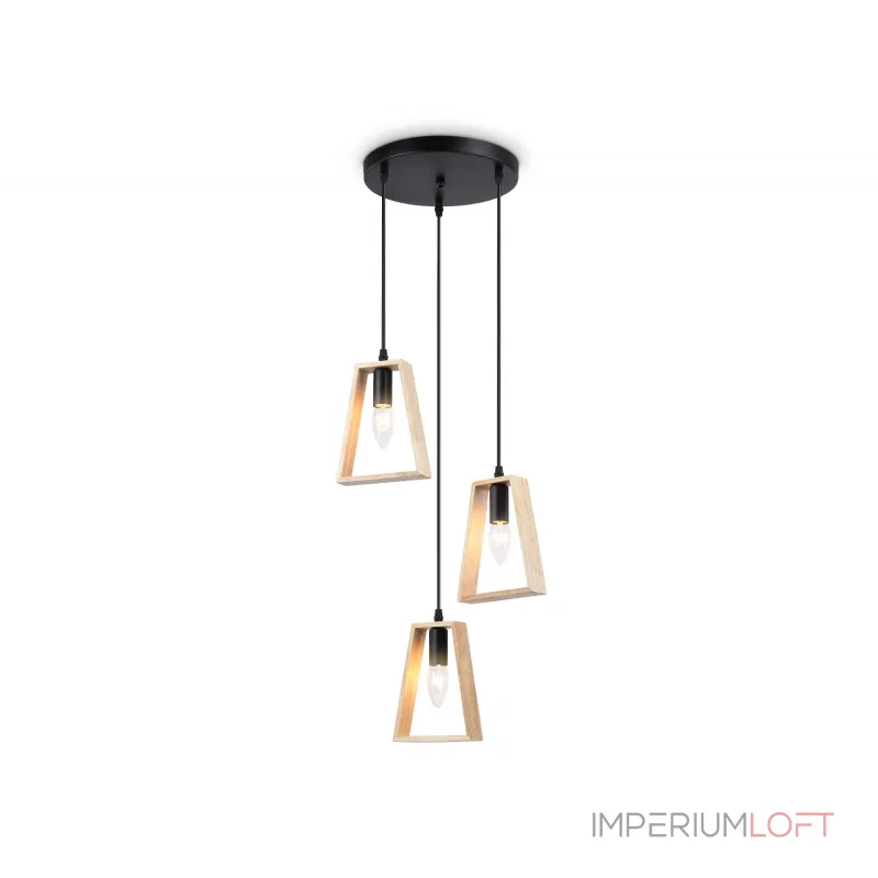 Подвесной светильник в стиле лофт TR80499/3 BK/LW черный/светлое дерево E14/3 max 60W D350*1000 от NovaLamp