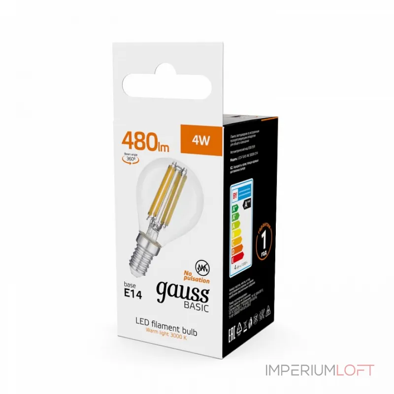 Лампа светодиодная Gauss E14 4Вт 3000K 50512142 от ImperiumLoft Лампа светодиодная Gauss E14 4Вт 3000K 50512142 от ImperiumLoft