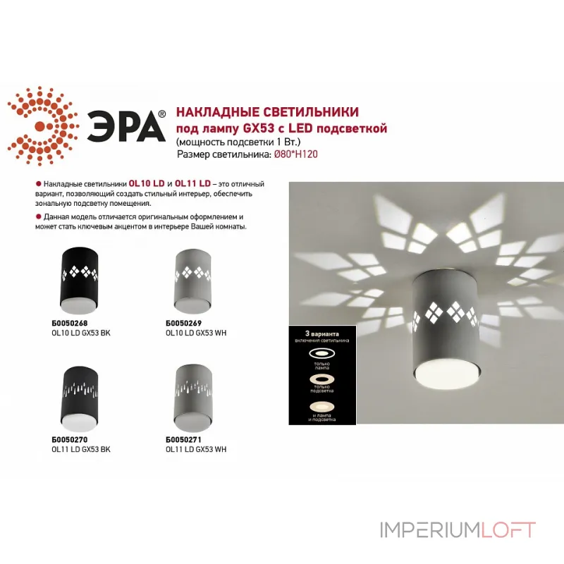 Накладной светильник Эра OL10 Б0050269 от ImperiumLoft