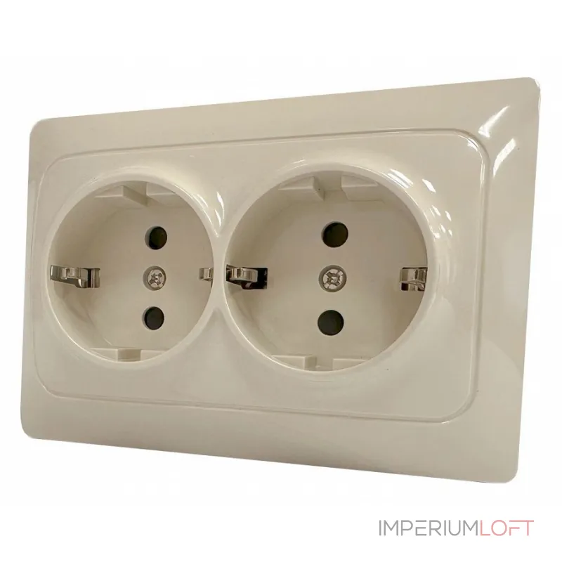 Розетка двойная с заземлением и со шторкой Gusi Electric BRAVO С10Р6-003 от ImperiumLoft