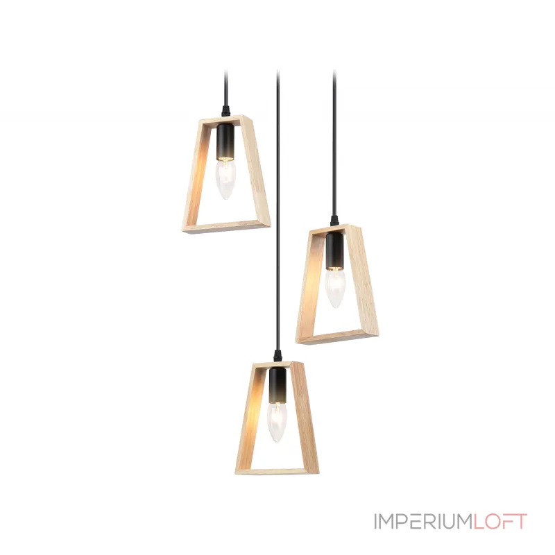 Подвесной светильник в стиле лофт TR80499/3 BK/LW черный/светлое дерево E14/3 max 60W D350*1000 от NovaLamp