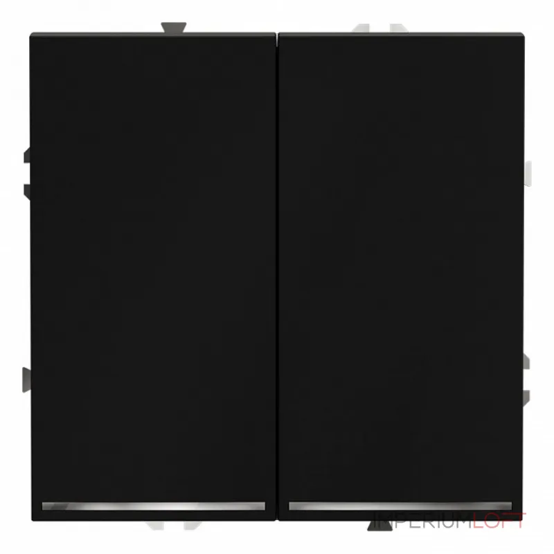 Проходной переключатель встраиваемый S70 двухклавишный с подсветкой 10А (черный матовый) Voltum VLS020408