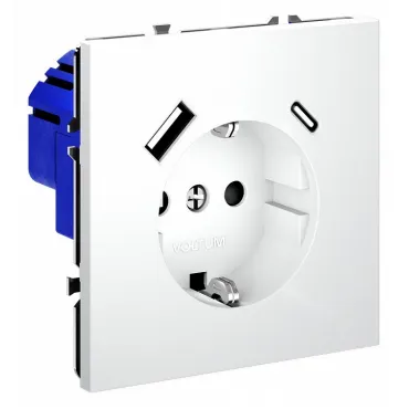 Розетка с заземлением и со шторкой и 2хUSB type A и C без рамки Voltum S70 VLS040502 Розетка с заземлением и со шторкой и 2хUSB type A и C без рамки Voltum S70 VLS040502