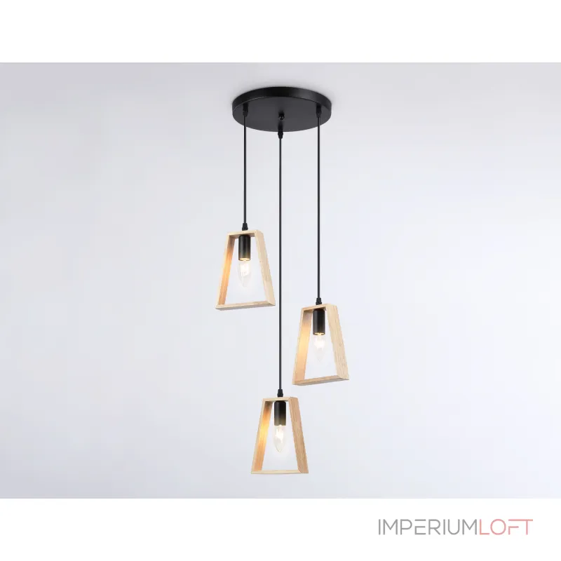Подвесной светильник в стиле лофт TR80499/3 BK/LW черный/светлое дерево E14/3 max 60W D350*1000 от NovaLamp