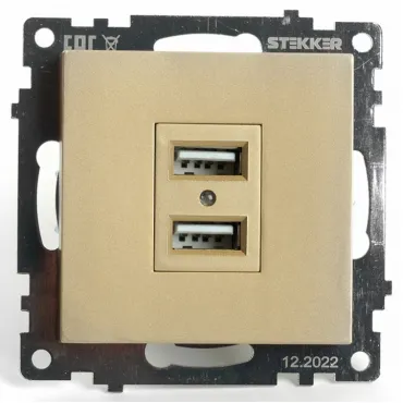 Розетка USB без рамки Stekker Катрин 49229 Розетка USB без рамки Stekker Катрин 49229